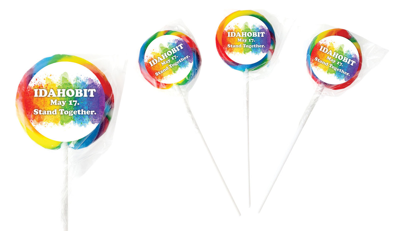 IDAHOBIT 4cm Personalised Rainbow Lollipops