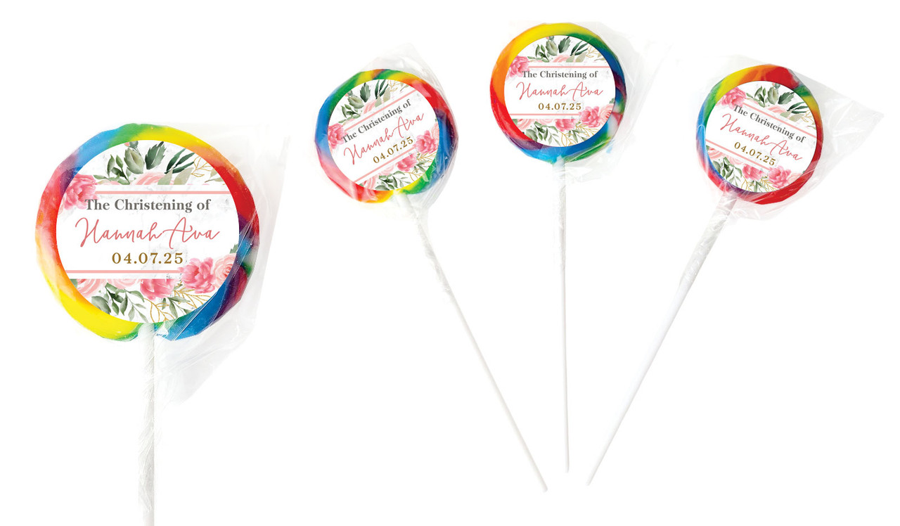 Magnificent Floral Custom Christening Lollipop