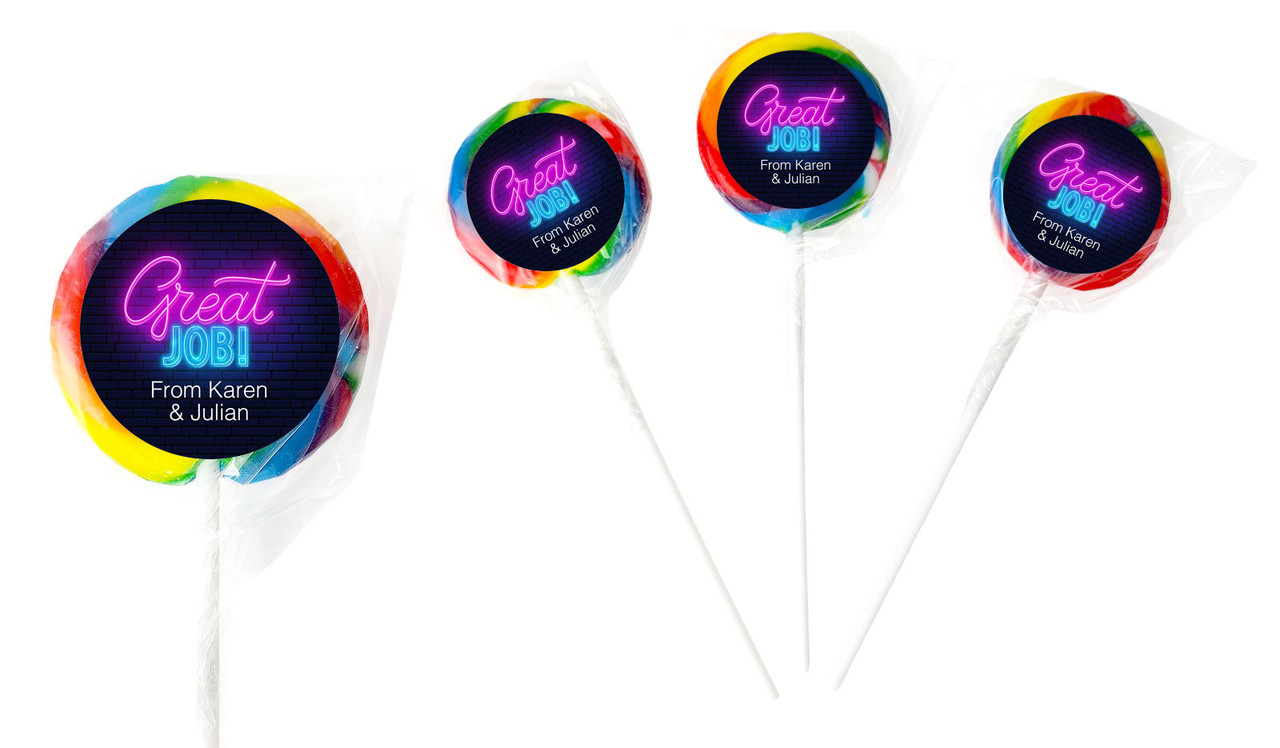 Neon Congratulations Personalised Lollipop