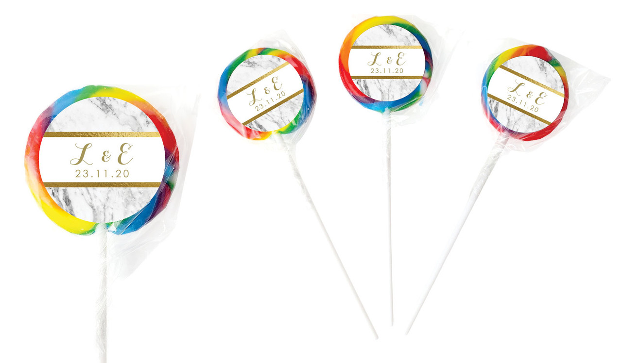 Marble& Gold Personalised Wedding Lollipops