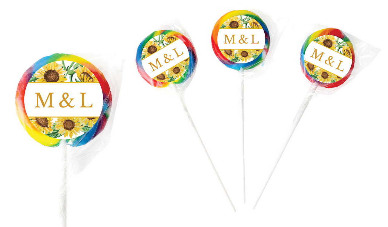 Sunflower Personalised Wedding Lollipops