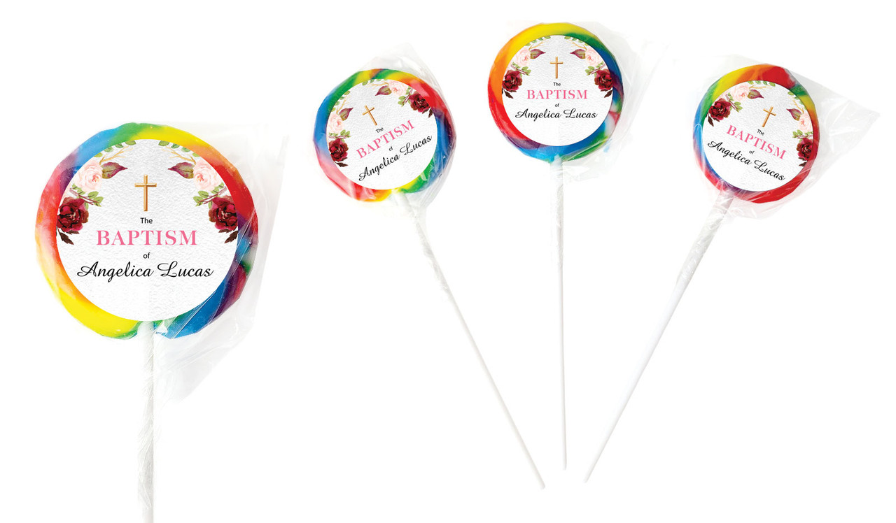 Pink Masala Personalised Christening Lollipop