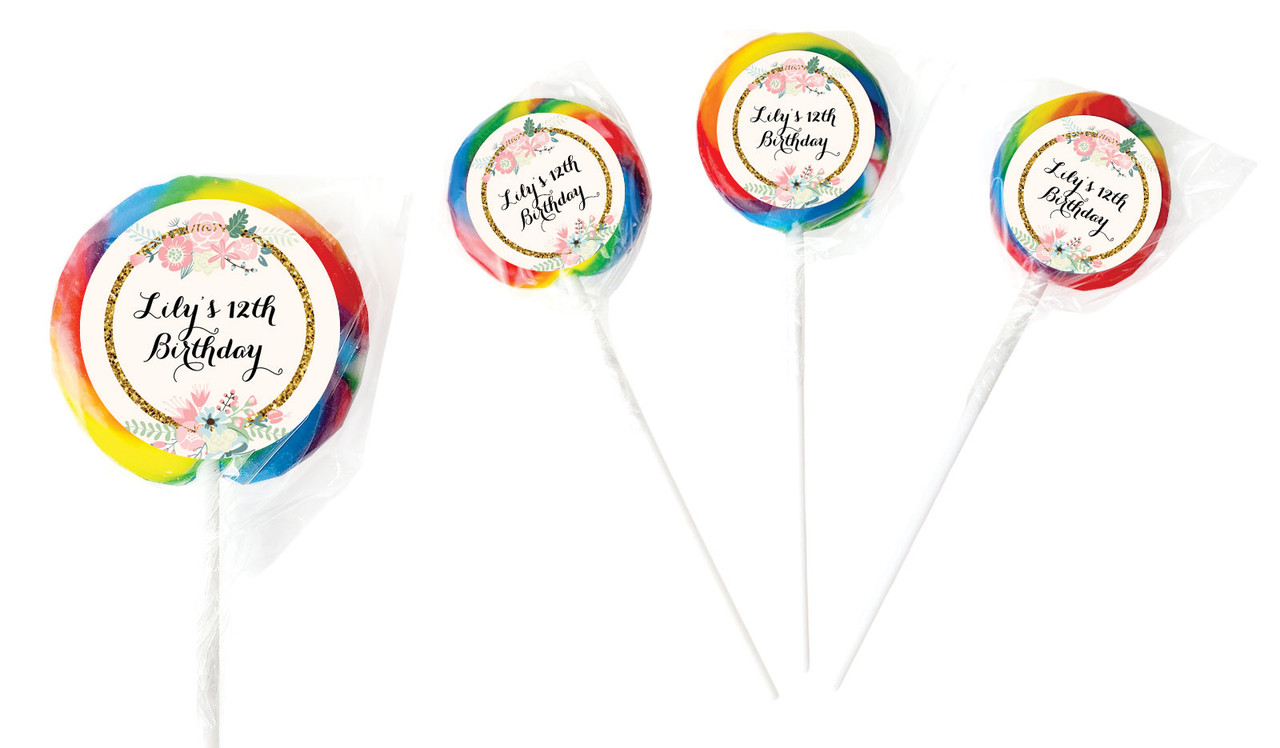 Spring Florals Birthday Personalised Lollipops
