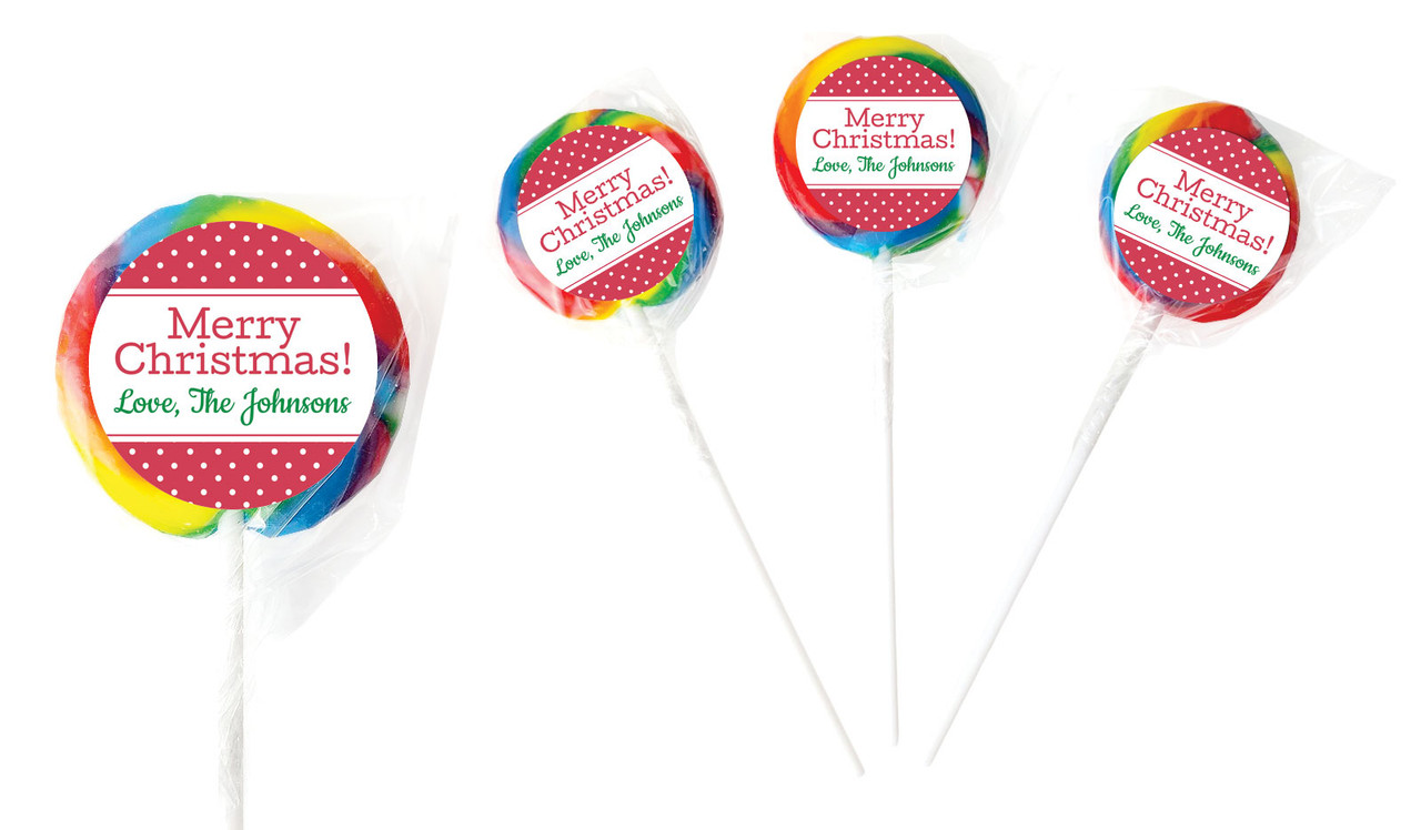 Red Polkadot Christmas Personalised Lollipops
