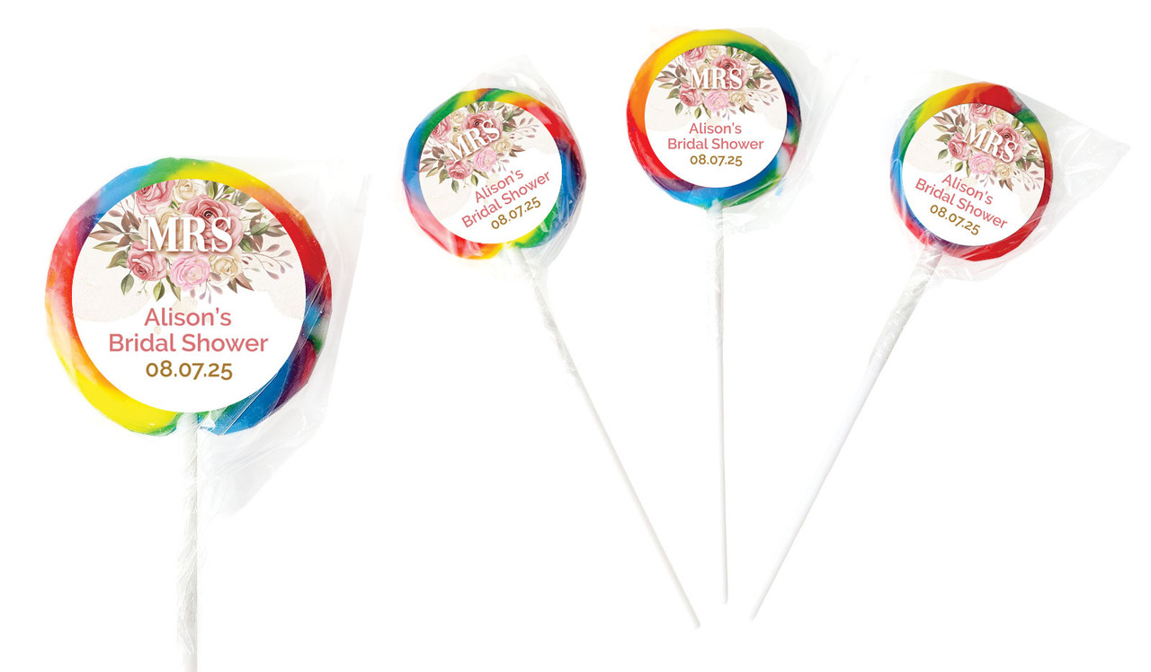 Mrs Floral Personalised Bridal Shower Lollipops