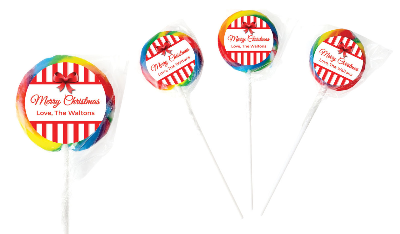 Stripes In Red Christmas Personalised Lollipops