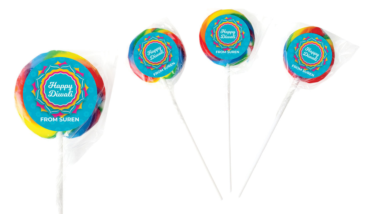 Bright Blue Diwali Personalised Lollipops