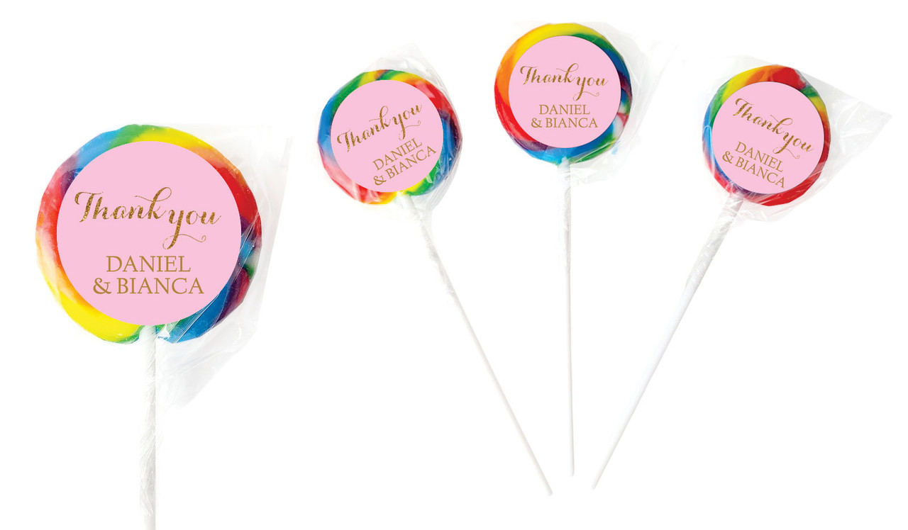 Golden Thank You Personalised Engagement Lollipops