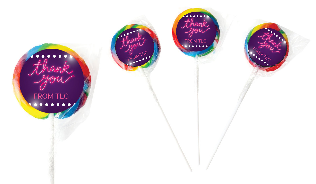 Neon Sign Personalised Thank You Lollipops