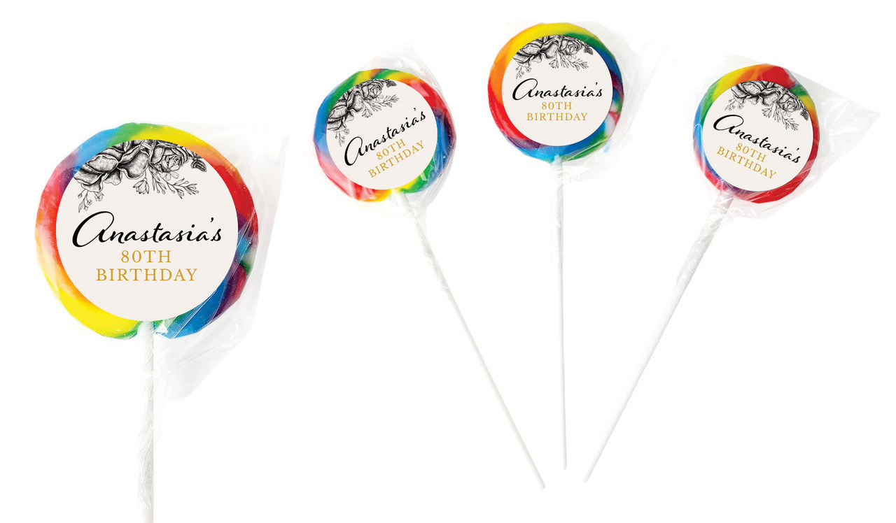Vintage Roses Personalised Birthday Lollipop