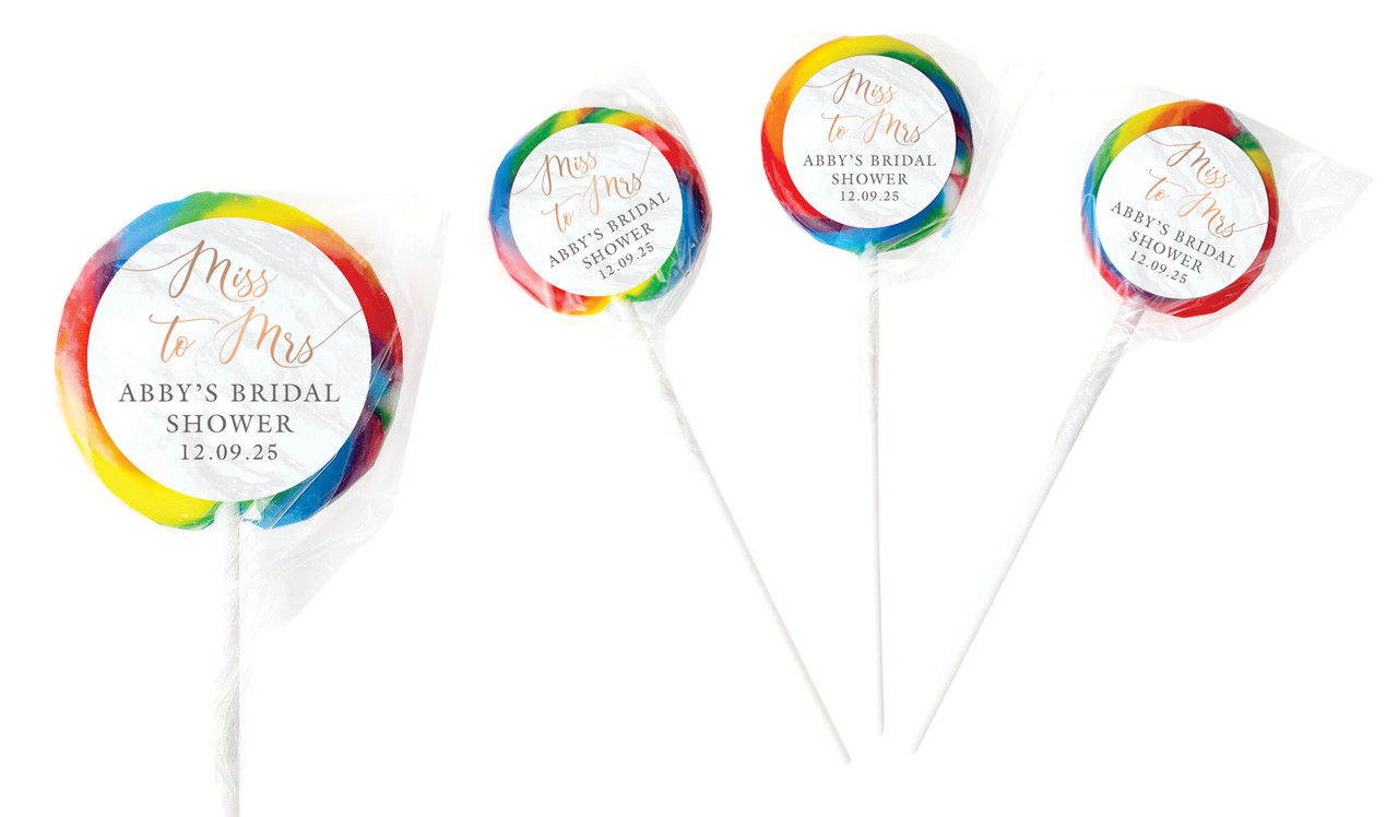 Miss to Mrs Personalised Bridal Shower Lollipops