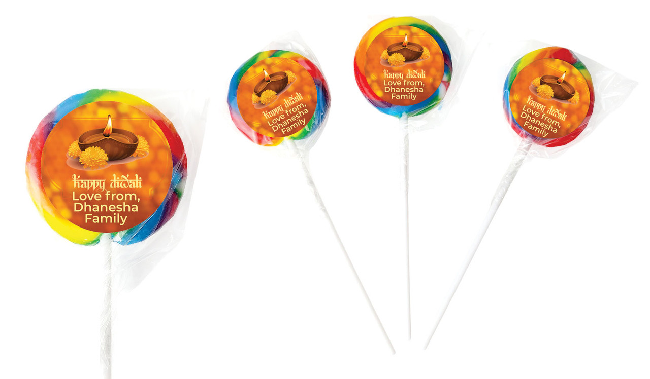 Bokeh Candle Diwali Personalised Lollipops