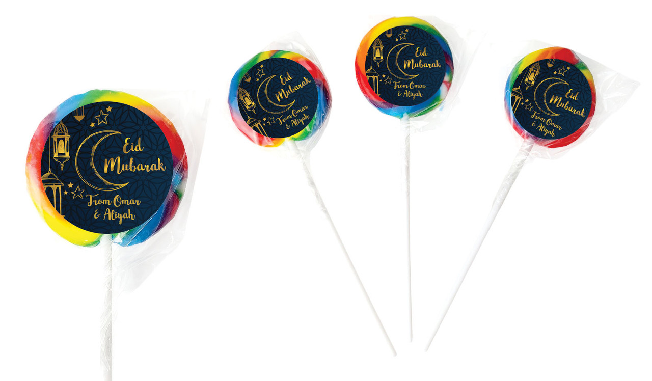Gold On Navy Personalised Lollipops