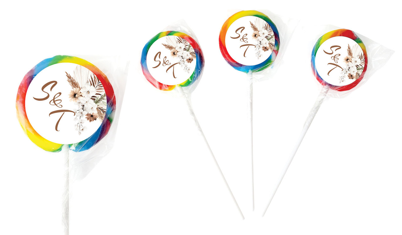 Winsome Floral Personalised Wedding Lollipops