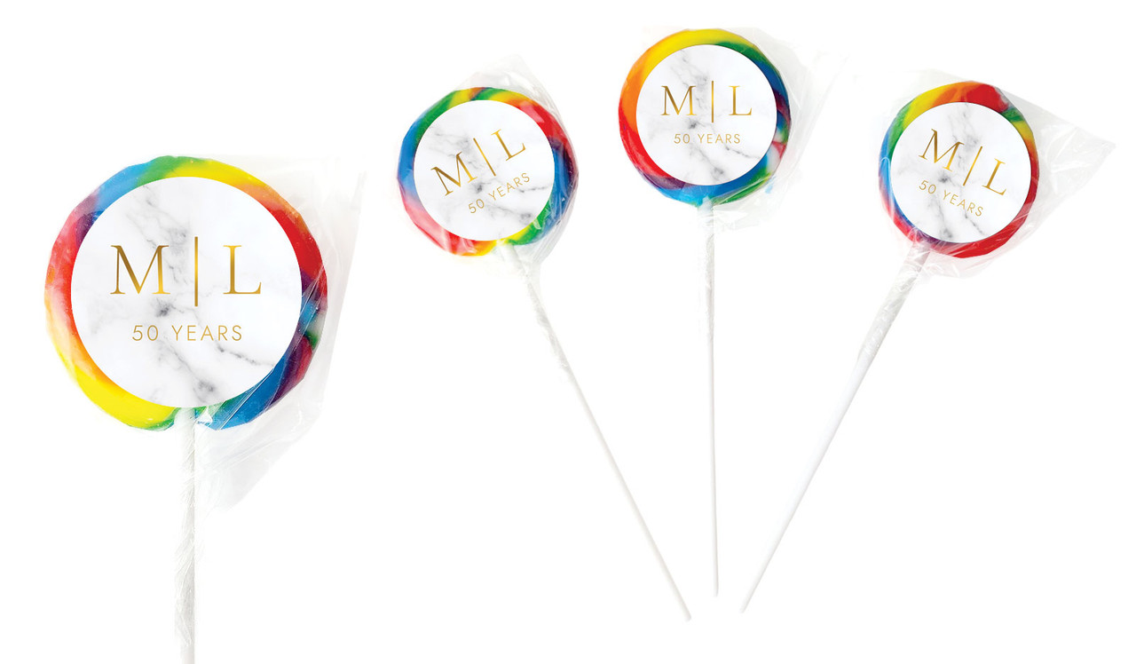 Monogram On Marble Anniversary Personalised Lollipops
