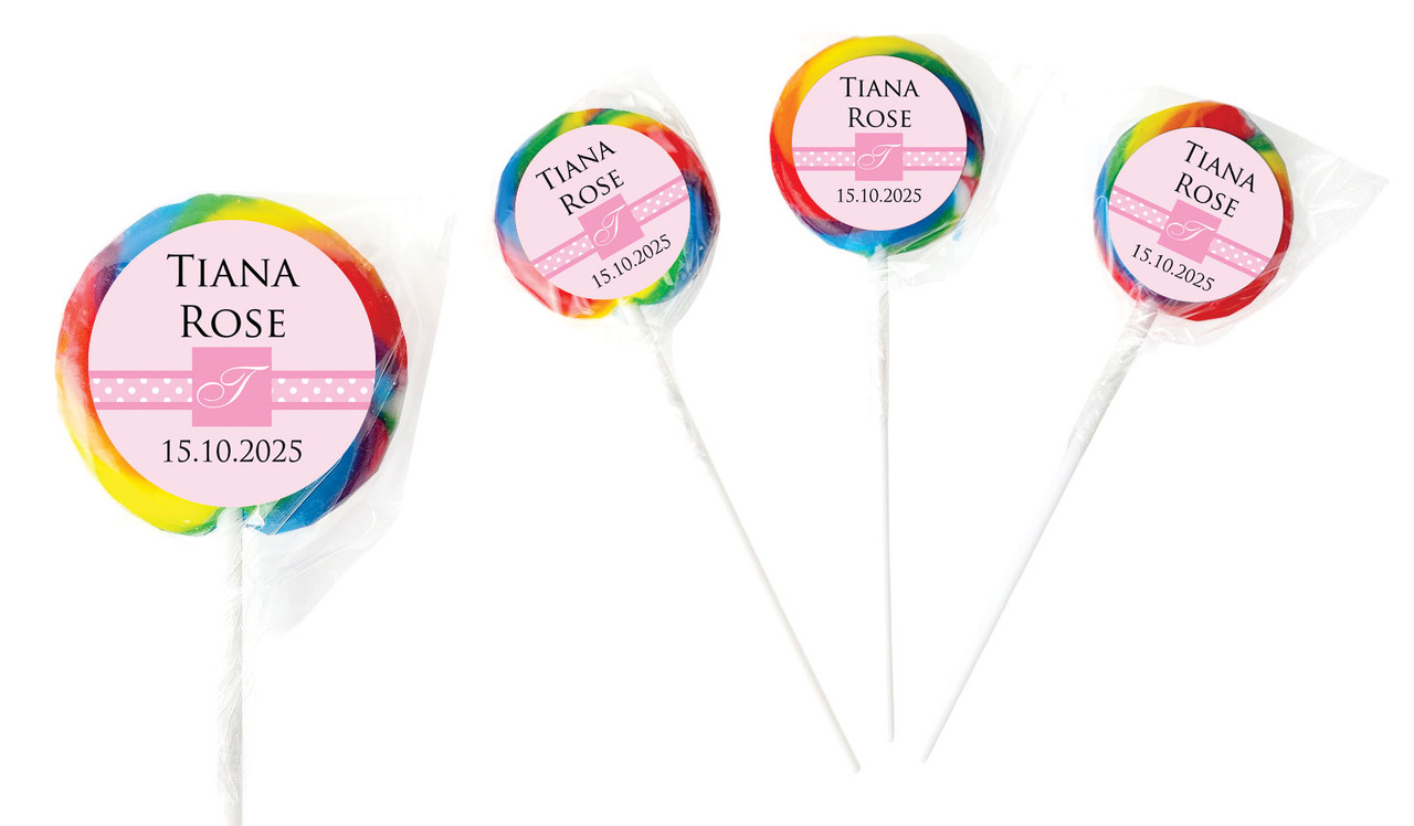 Initial In Pink Personalised Christening Lollipop
