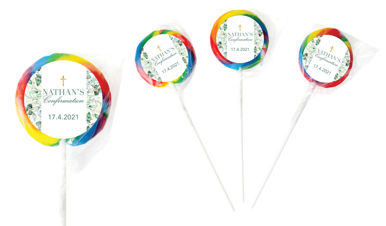 Eucalyptus Watercolour Confirmation Personalised Lollipops