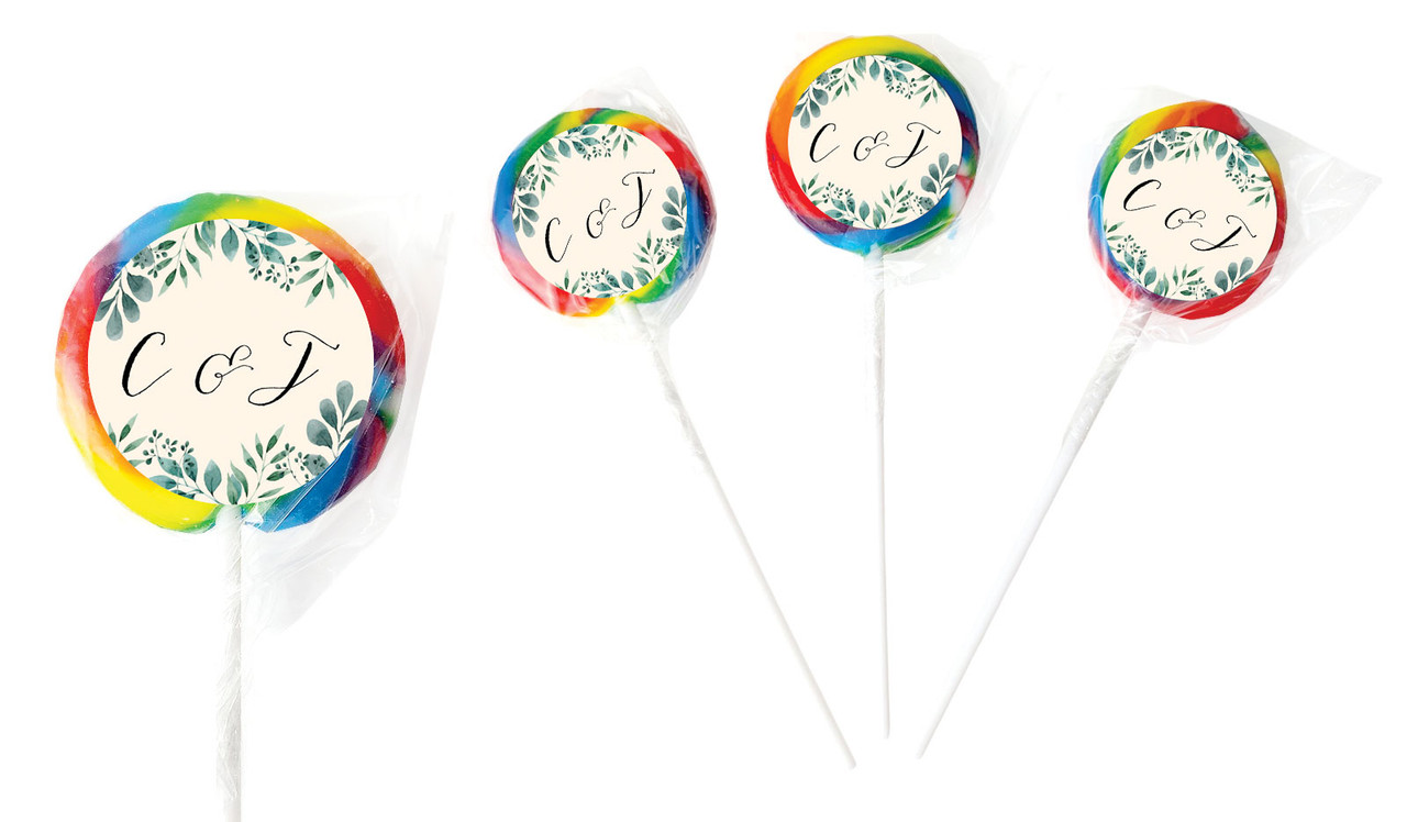 Branches On Cream Personalised Wedding Lollipops
