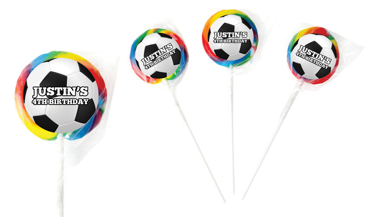 Soccer Birthday Party Personalised Lollipops