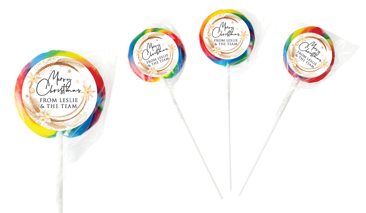 Natural Gold Christmas Personalised Christmas Lollipops
