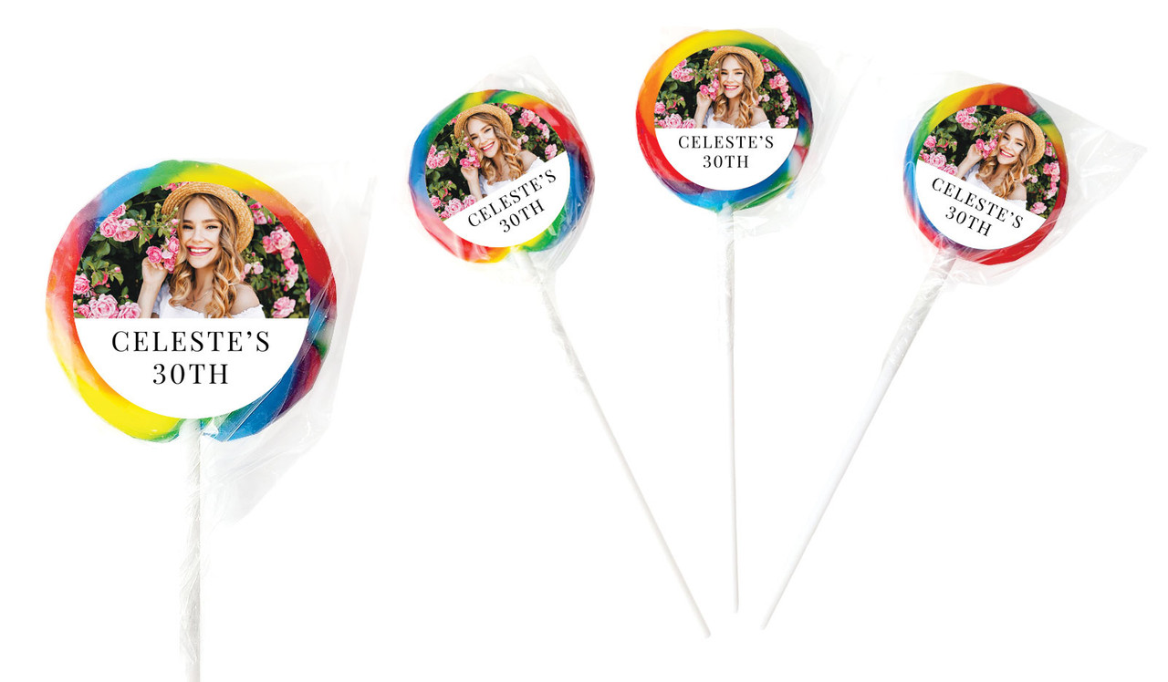 Simple Photo Birthday Custom Party Lollipop Favour