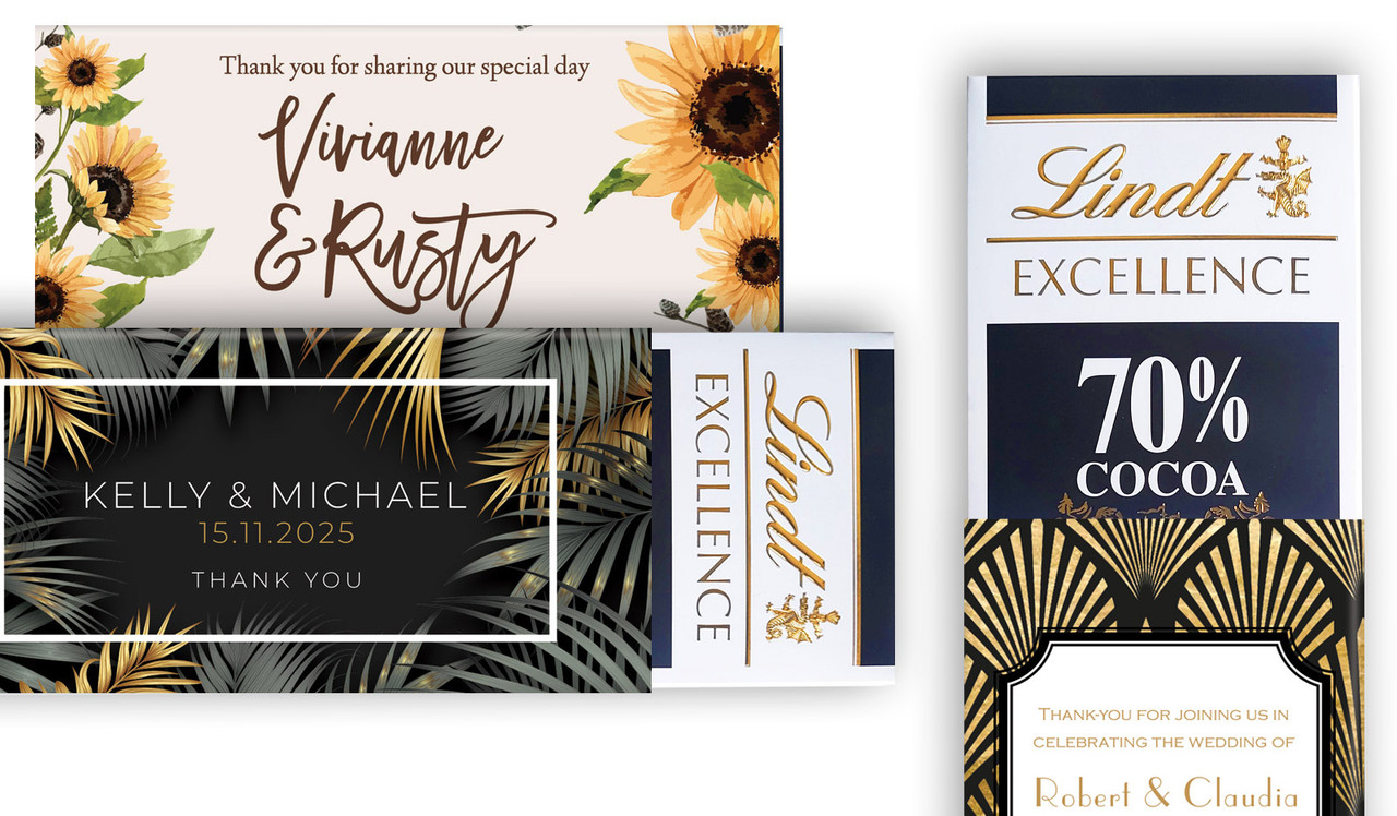 Dark Chocolate Lindt Bar With Personalised Sleeve - Box Of 20