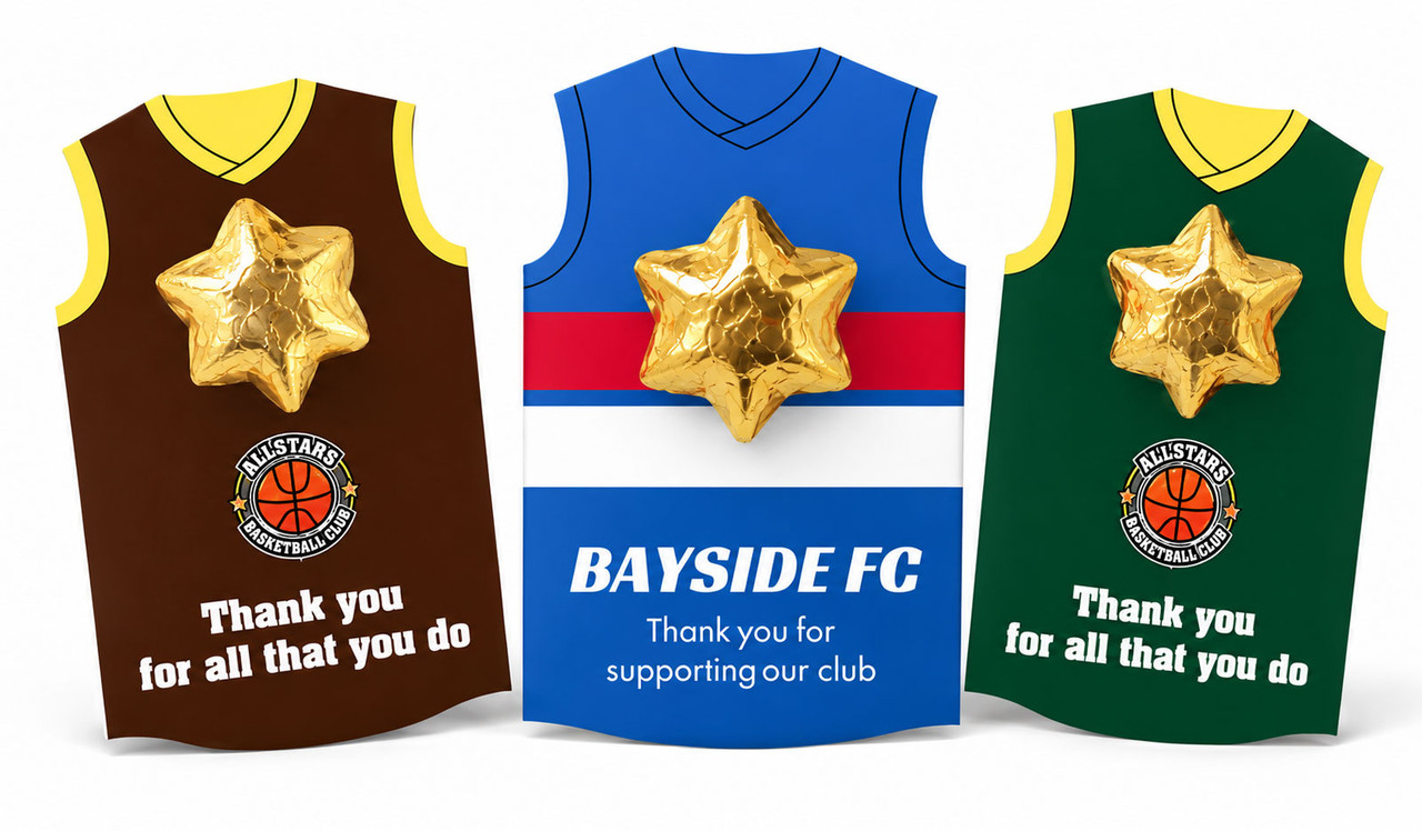 Personalised Football Basketball Jersey Chocolate Star Card