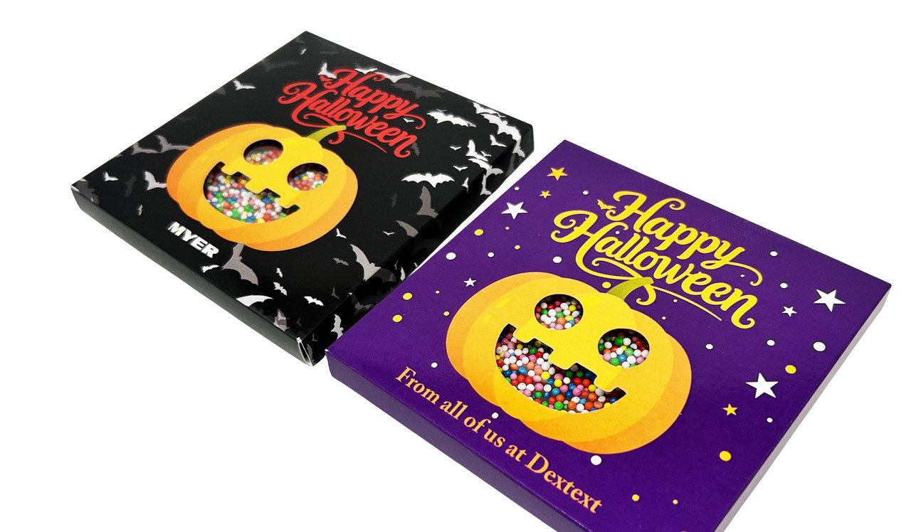 Perspective view of Halloween Shapes Custom 10cm Freckle Box