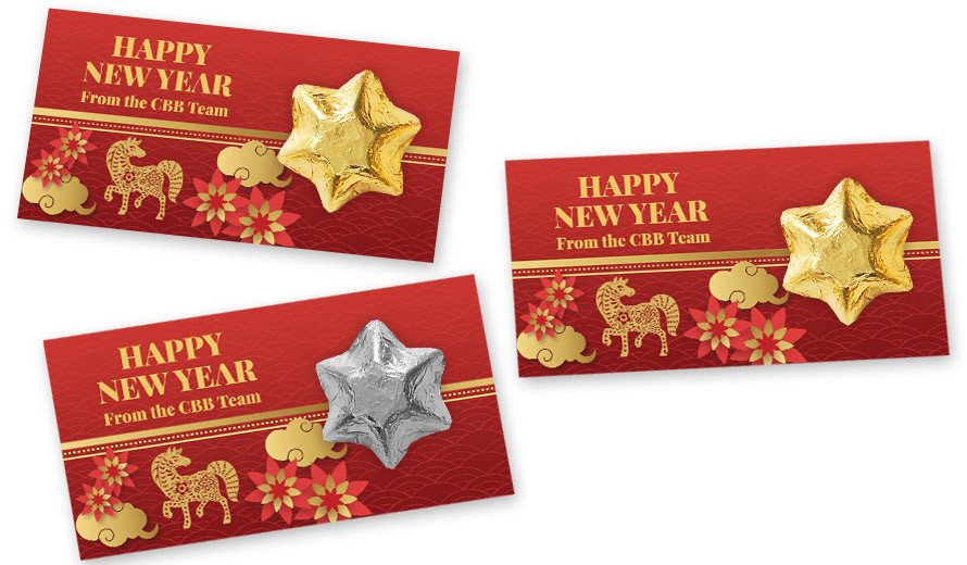 Gold Emblem Custom Chinese New Year Star Card