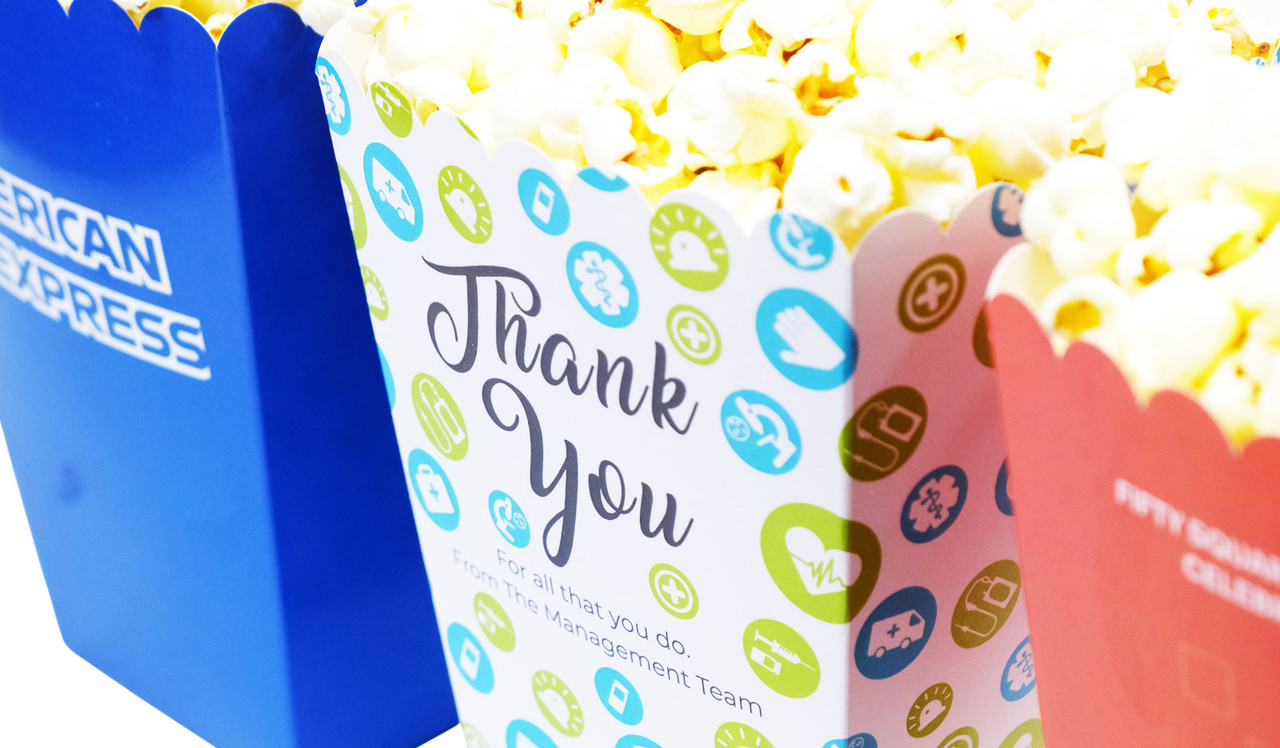 Add your custom branded message to your popcorn boxes