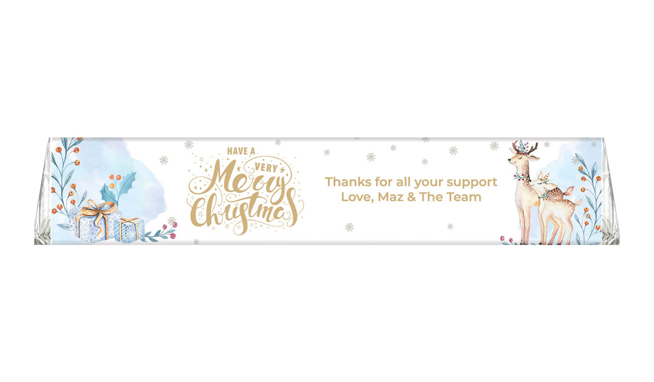 Deer Watercolour Personalised Christmas Large Toblerone Bar 100g