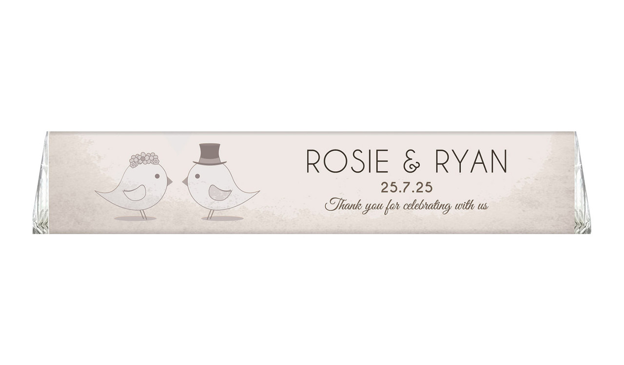 Sepia Love Birds Custom Large Toblerone Wedding Chocolates 100g