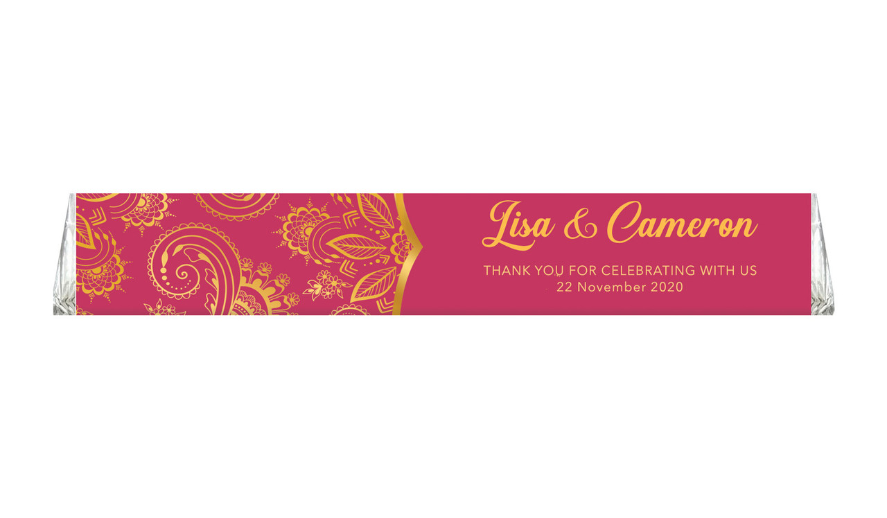 Regal Pink And Gold Wedding Personalised Large Toblerone Bar 100g 