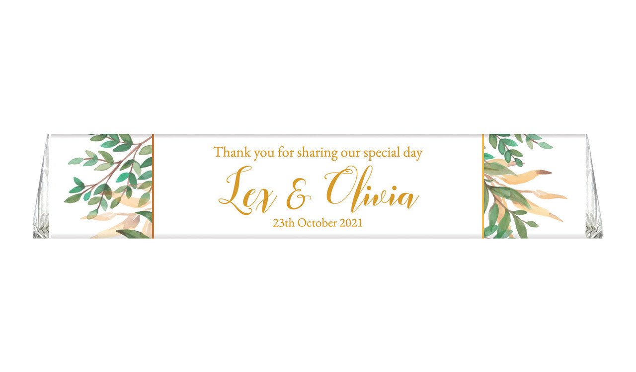 Leaves On Gold Large Toblerone Wedding Personalised Chocolates 100g