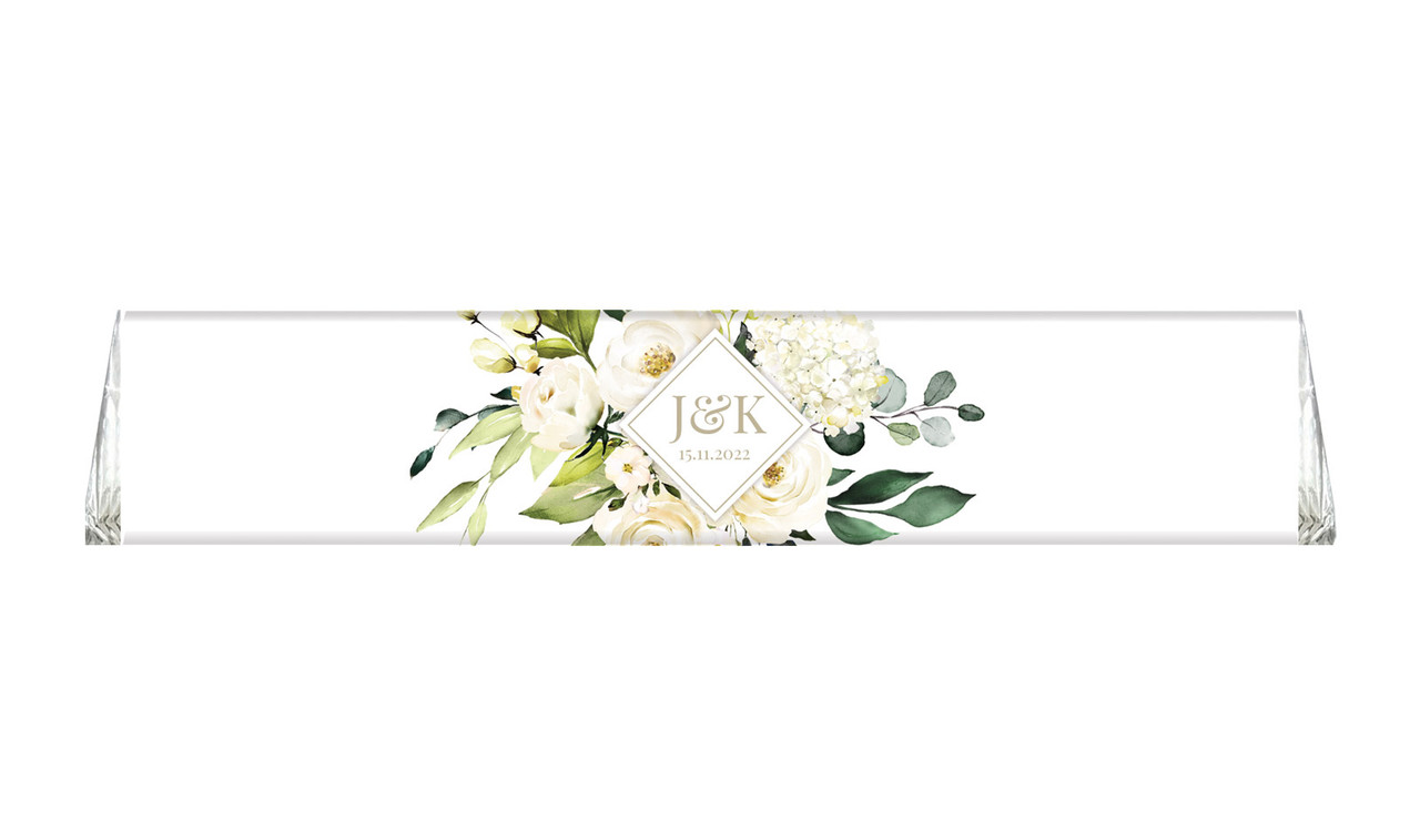 Diamond On White Roses Wedding Personalised Large Toblerone Bar 100g 