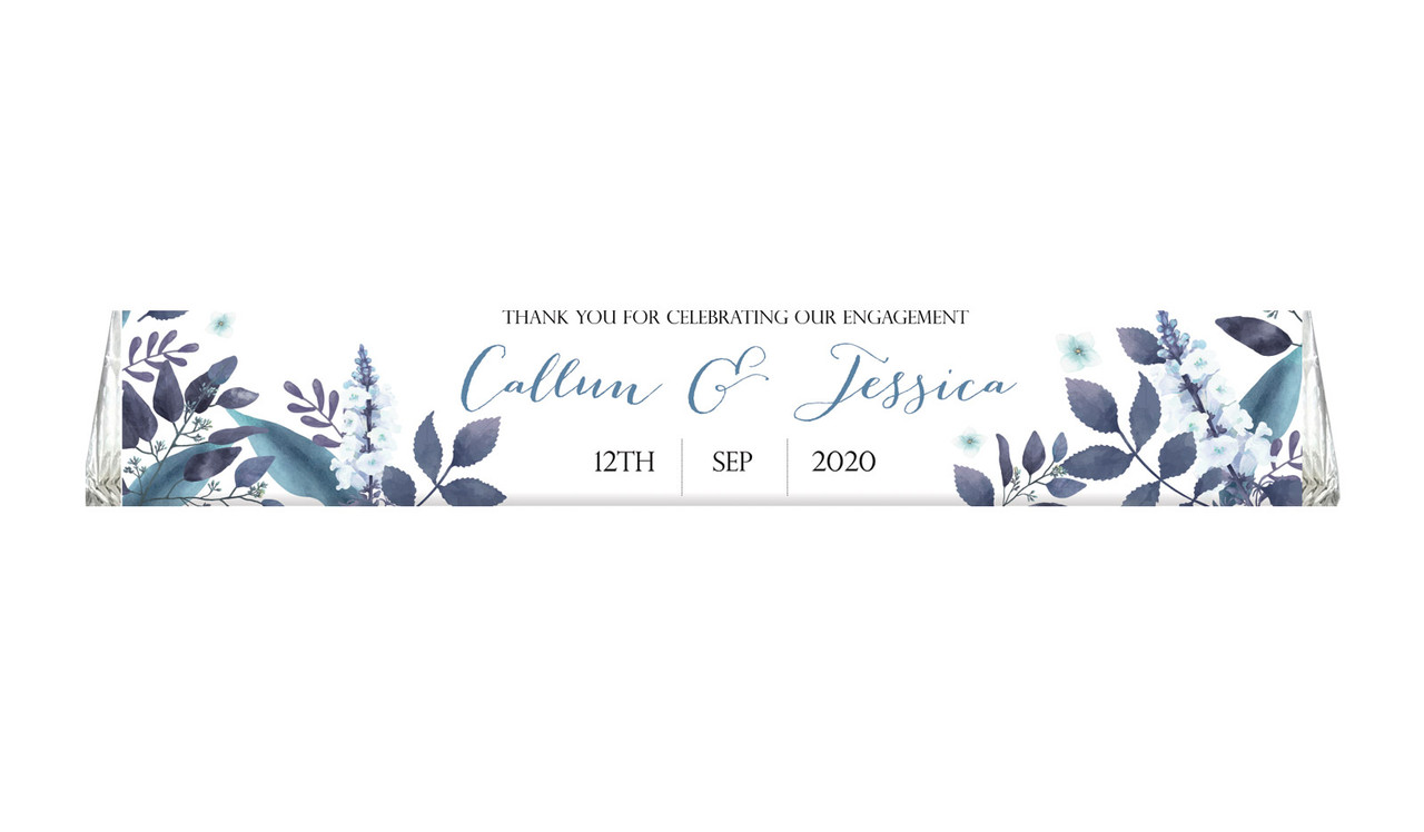 Blue Floral Large Toblerone Personalised Engagement Chocolates 100g