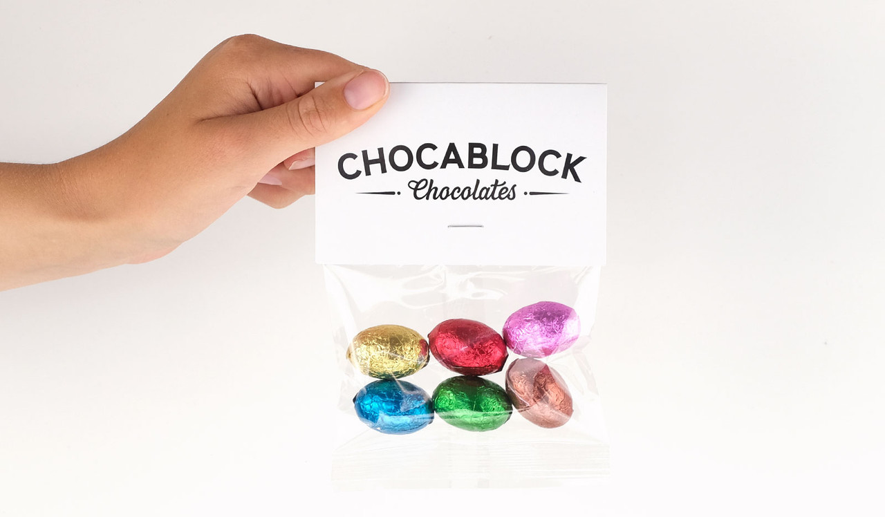 Model holding Easter Egg lolly bag for size puposes