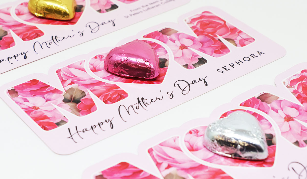 Choice of foil colours for your Mothers Day word card