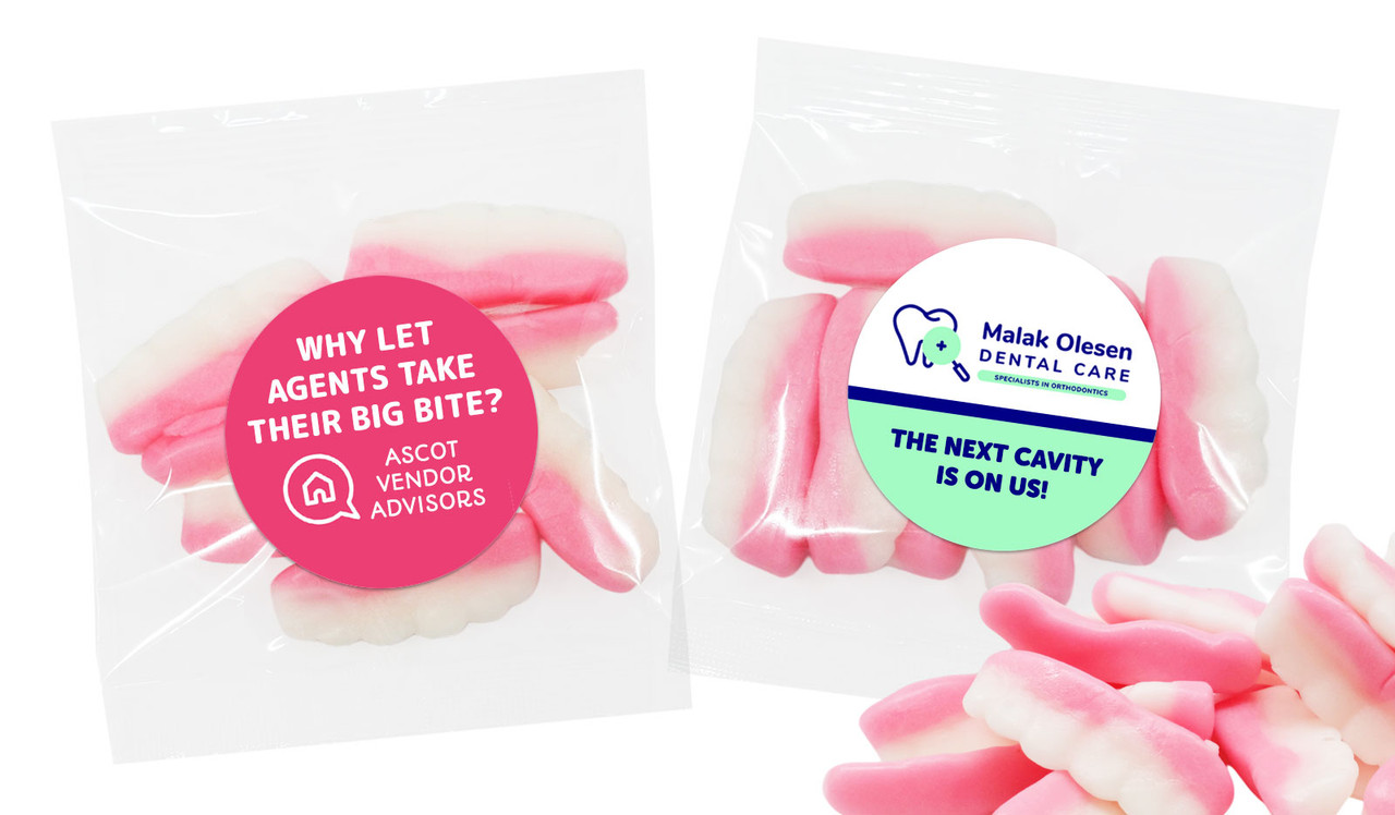 Branded False Teeth Lolly Bags 50g