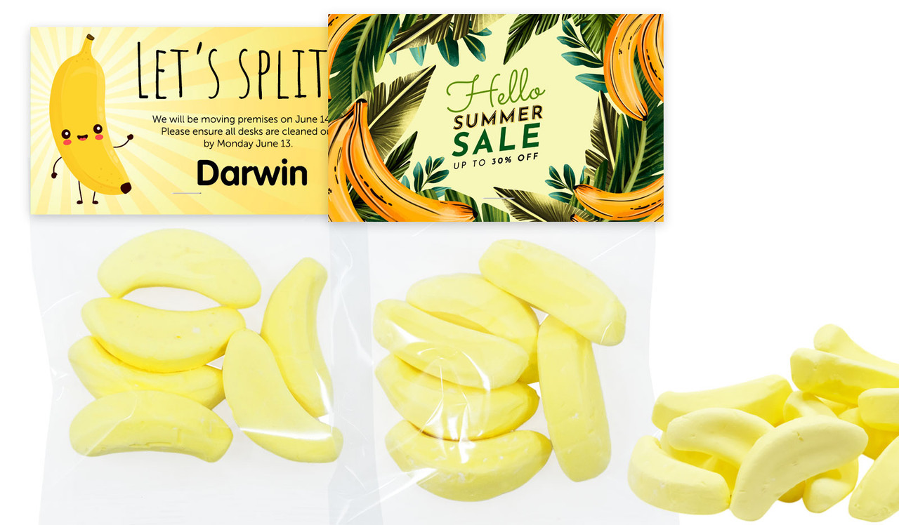 Branded Banana Lolly Bags With Topper