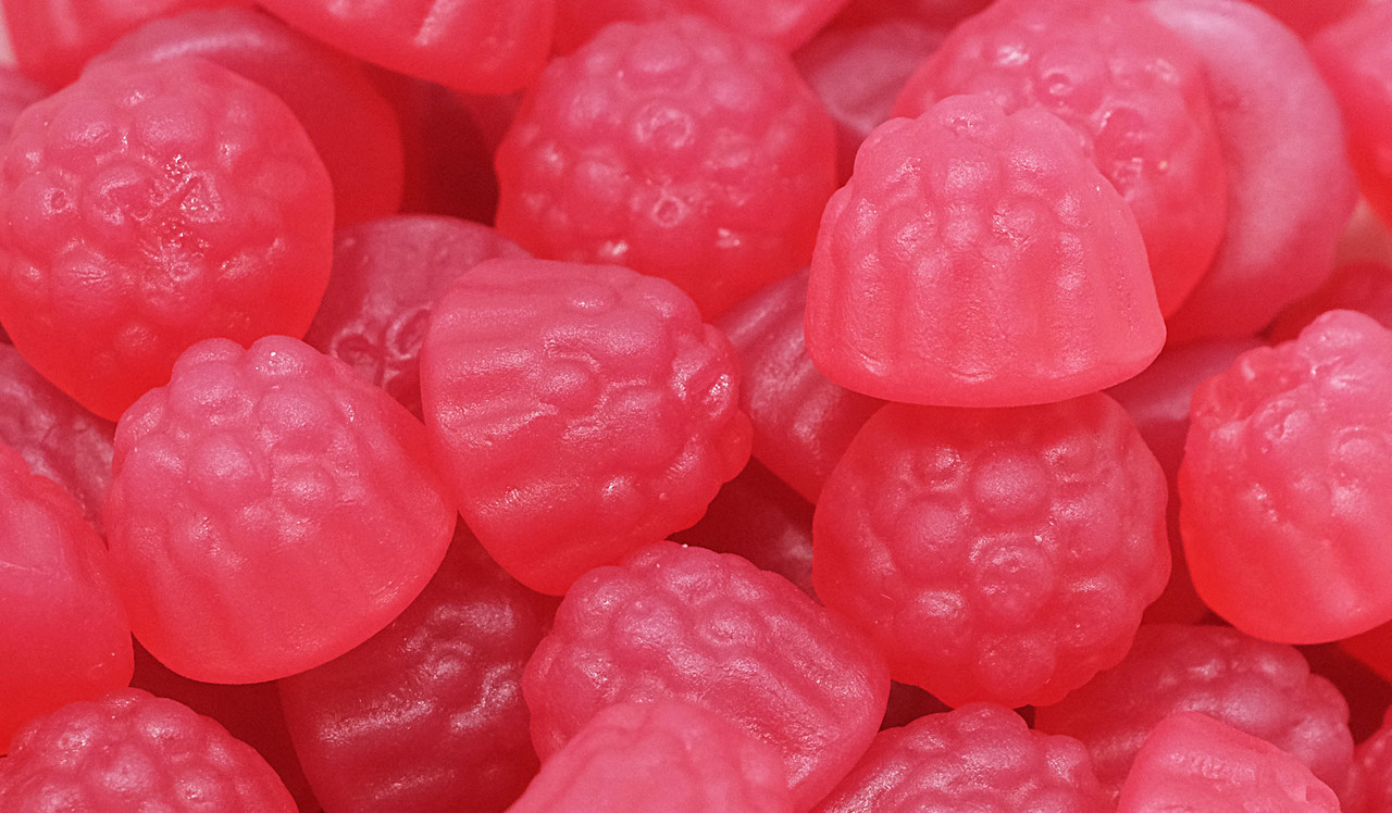Close up of Raspberry lollies