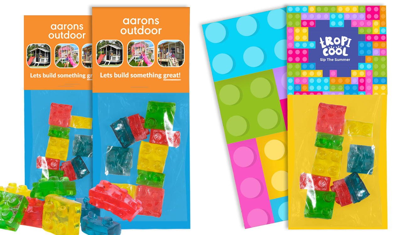 Lego-Style Gummi Lollies 30g Branded Bag With Extended Topper
