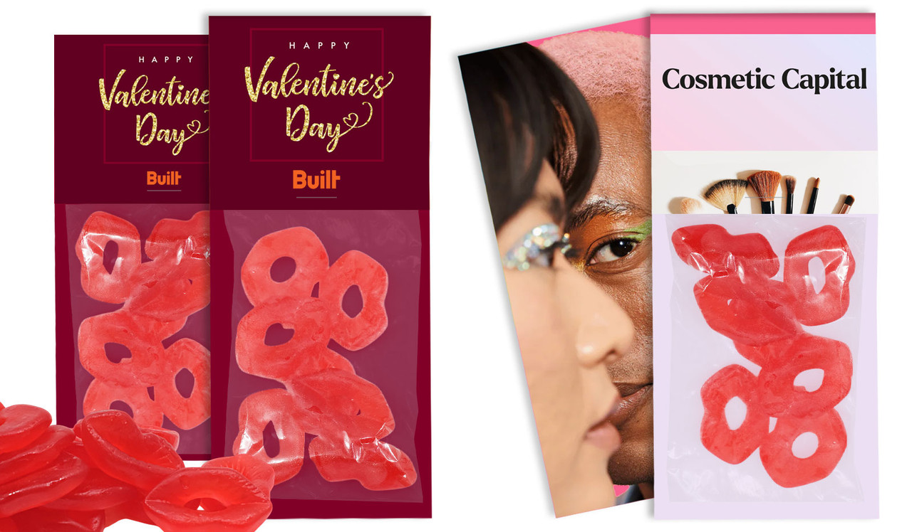 Gummi Lips 30g Branded Lolly Bag With Extended Topper