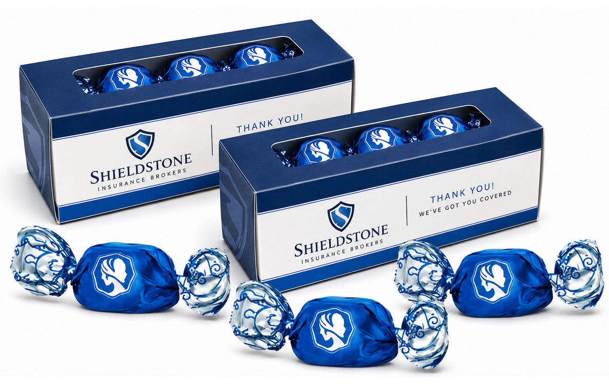 Branded Display Box Blue Peppermint Dark Chocolate Truffles