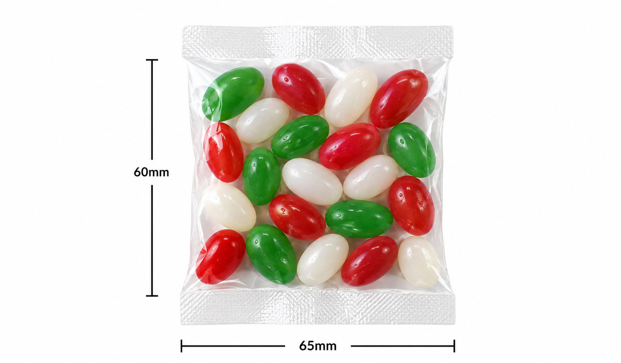 Dimensions of Branded Christmas Jelly Bean Bag 30g