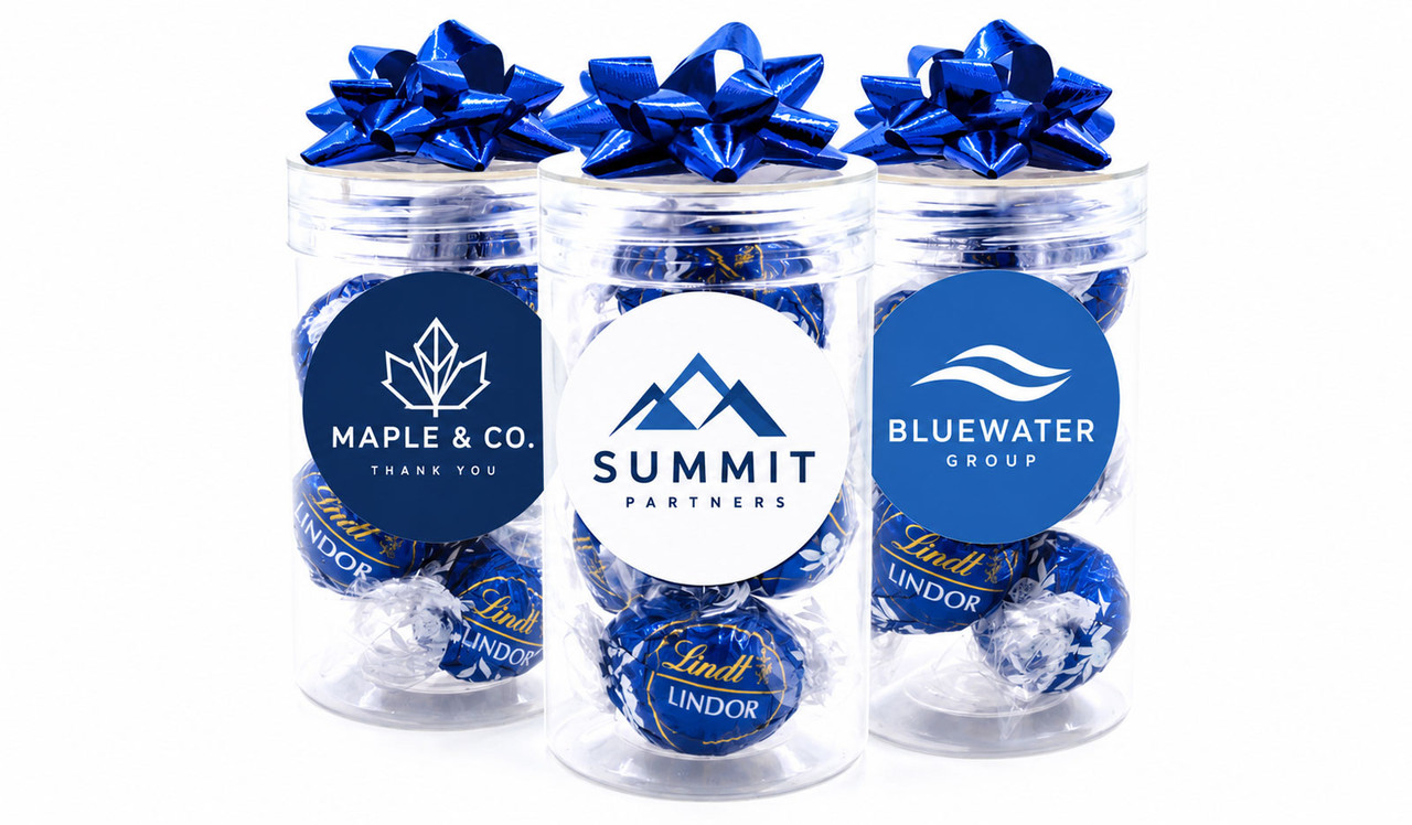 Branded Long Jar With Lindt™ Dark Chocolate Lindor Balls