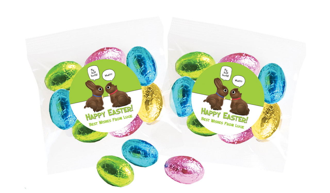 Chocolate Bunnies Personalised Bag Of Easter Eggs