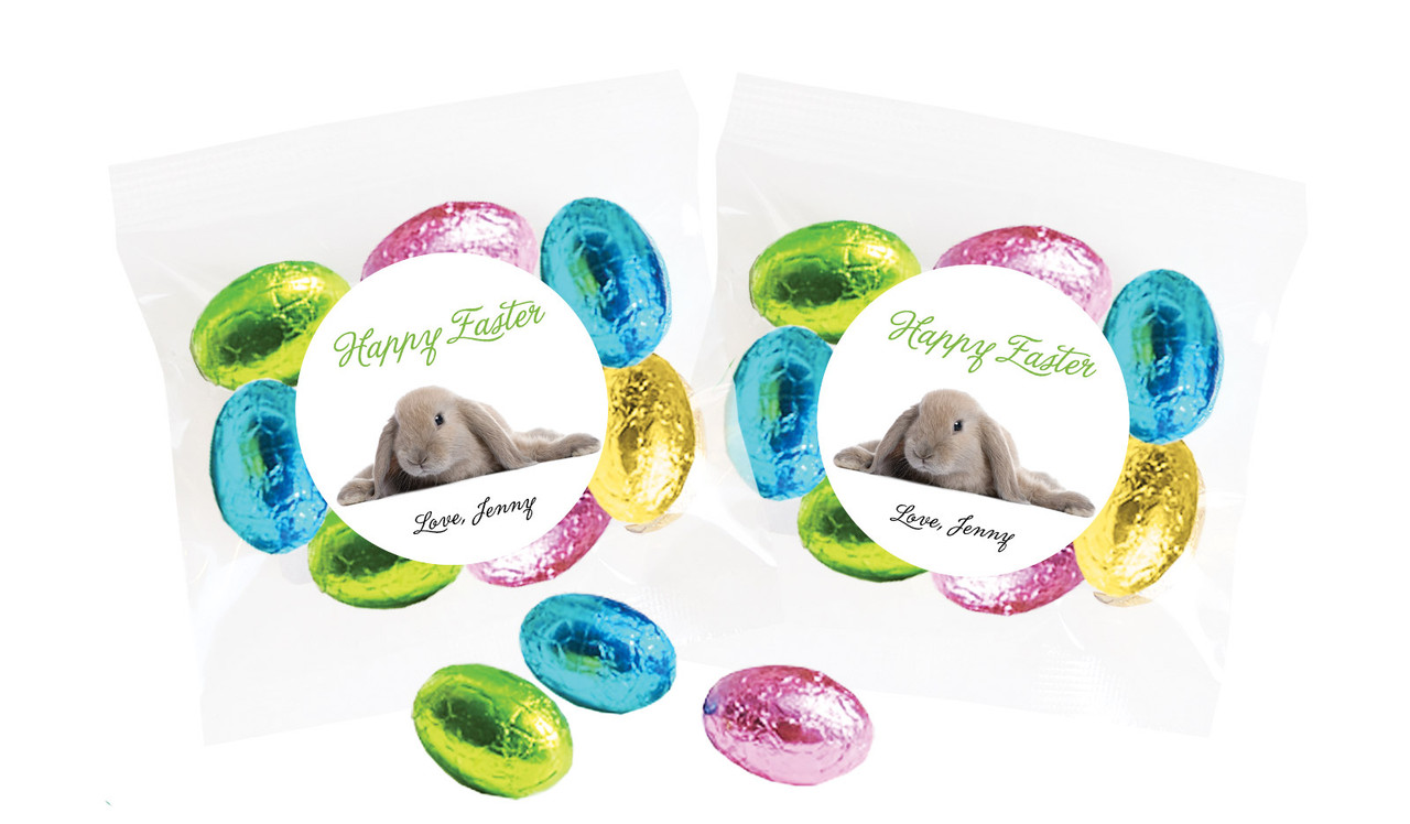 Floppy Eared Rabbit Personalised Bag Of Easter Eggs