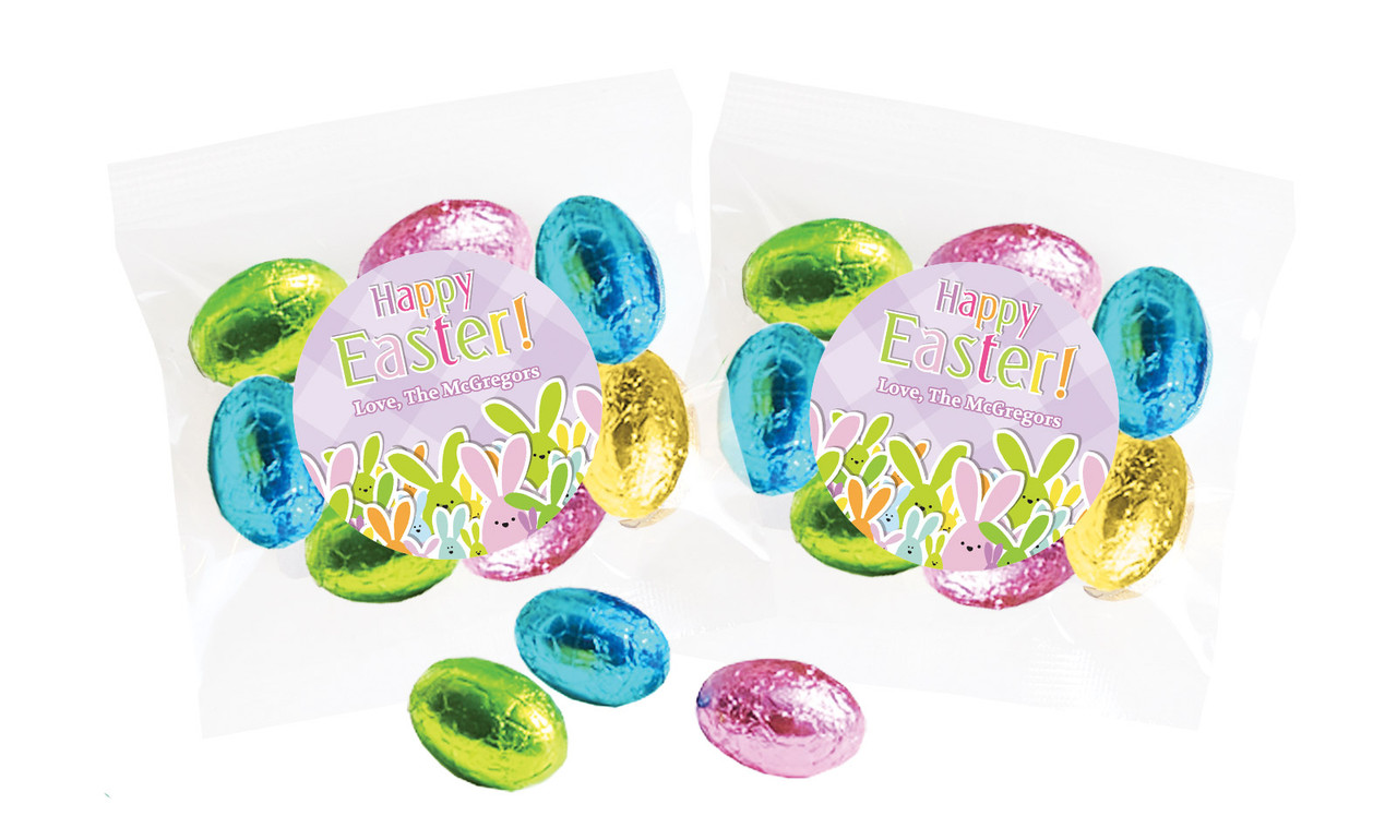 Fluffle Of Bunnies Personalised Bag Of Easter Eggs