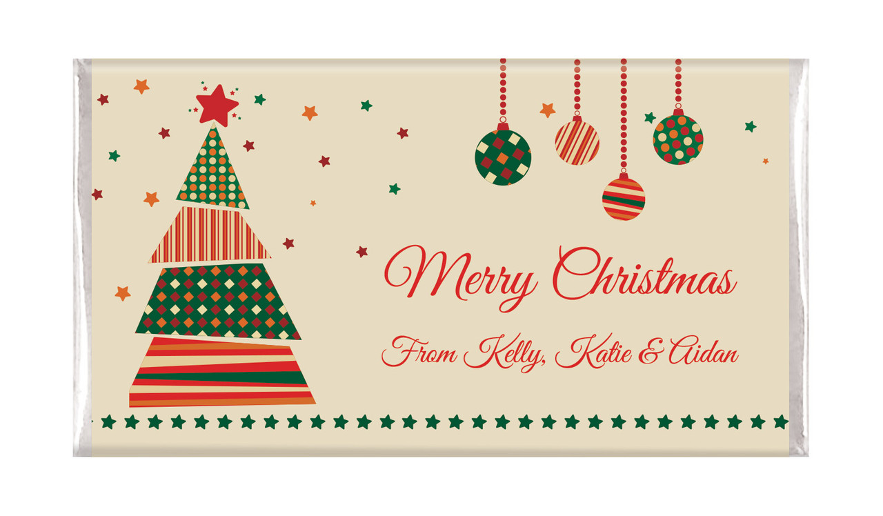 Abstract Tree Personalised Christmas Chocolate Bar